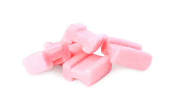 Chutné Růžové Žvýkačky Izolované Bílém — Stock fotografie