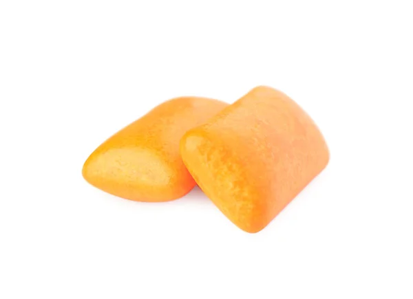 Ízletes Narancs Rágógumi Izolált Fehér — Stock Fotó