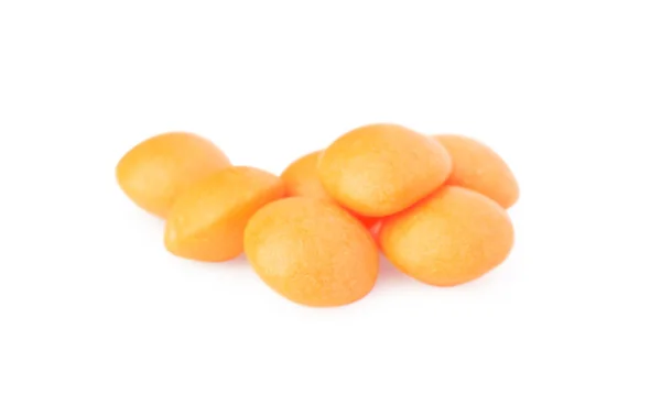 Lekker Oranje Kauwgom Geïsoleerd Wit — Stockfoto