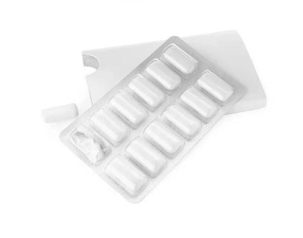Blister Chewing Gums White Background — Stock Photo, Image