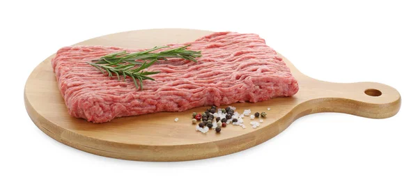 Raw Fresh Minced Meat Rosemary Isolated White — Stock Photo, Image