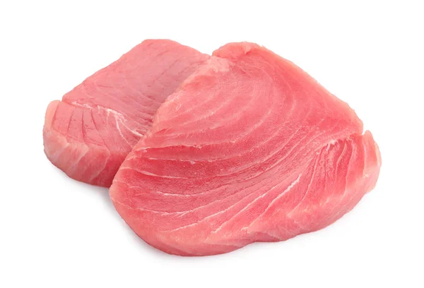 Frische Rohe Thunfischfilets Auf Weißem Hintergrund — Stockfoto