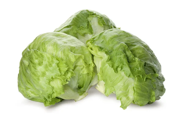 Fresh Green Iceberg Lettuces Isolated White — Stock Photo, Image