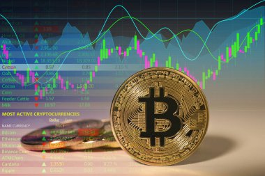 Bitcoinler ve ticaret bilgileri (grafikler ve veriler), çift pozlama