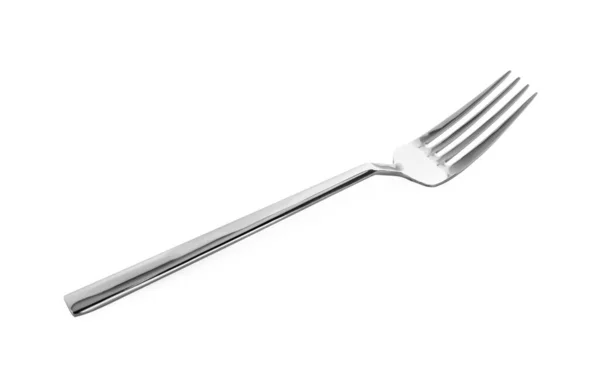 One Shiny Metal Fork Isolated White — 스톡 사진