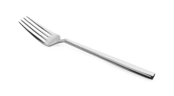 One Shiny Metal Fork Isolated White — Fotografie, imagine de stoc
