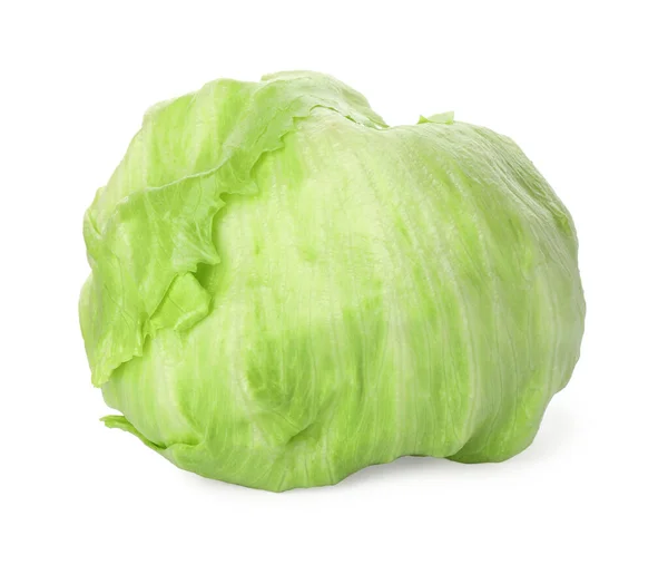 鲜绿色的冰山生菜 在白色上隔离 — 图库照片