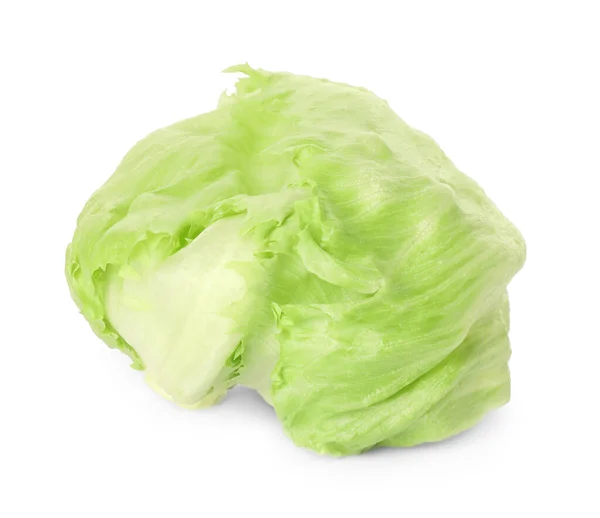 Frischer Grüner Eisbergsalat Isoliert Auf Weiß — Stockfoto