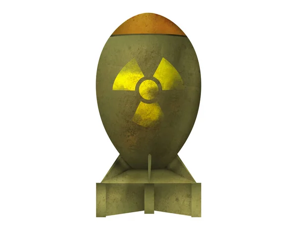 Ilustrace Atomové Zbraně Varovným Symbolem Záření Bílém Pozadí — Stock fotografie