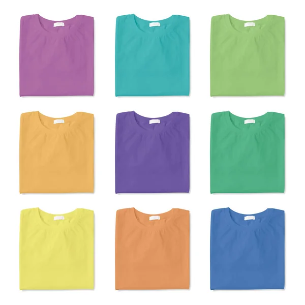 stock image Set of stylish t-shirts on white background, top view