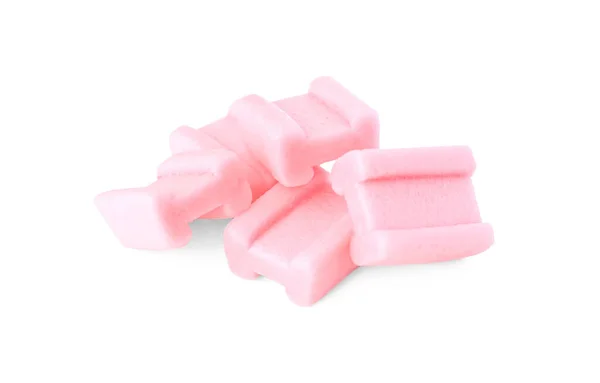 Gustose Gomme Masticare Rosa Isolate Bianco — Foto Stock