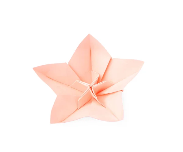 Origami艺术 白色背景的手工粉红纸花 — 图库照片