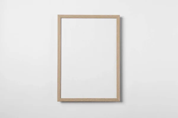 Prázdný Dřevěný Rám Bílém Pozadí Mockup Pro Design — Stock fotografie