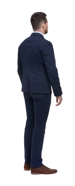 Geschäftsmann Anzug Steht Auf Weißem Hintergrund — Stockfoto