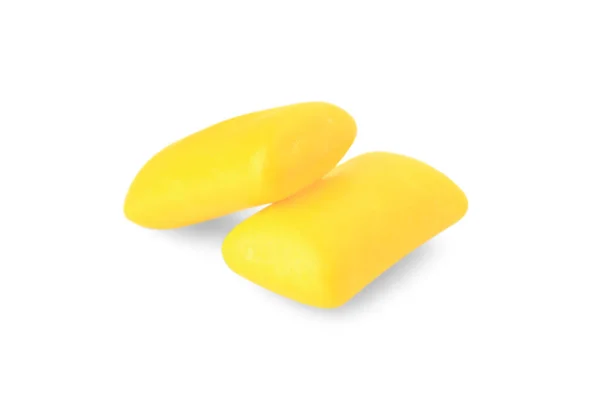 Smaczne Żółte Dziąsła Żujące Izolowane Białym — Zdjęcie stockowe