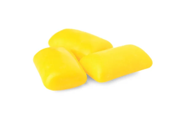 用白色隔离的有味道的黄色口香糖 — 图库照片