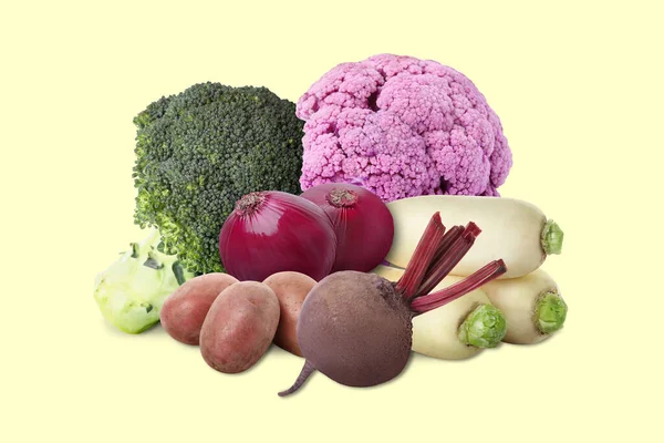 Many Different Fresh Vegetables Beige Background — Stock Photo, Image
