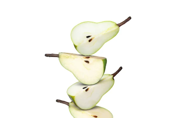 Cut Fresh Ripe Pears White Background — Stock Photo, Image