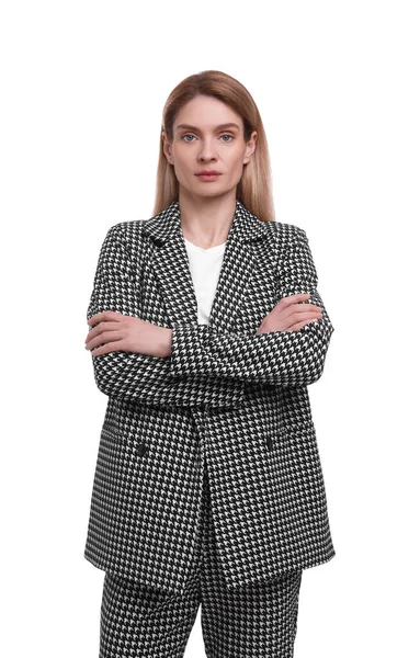 Beautiful Businesswoman Suit White Background — Stock Photo, Image