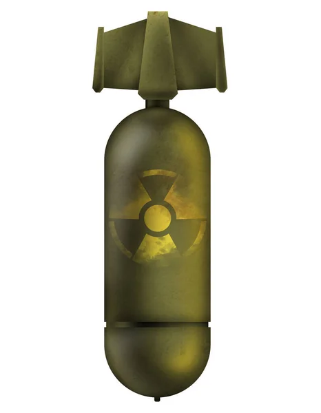 Ilustración Arma Atómica Con Símbolo Advertencia Radiación Sobre Fondo Blanco — Foto de Stock