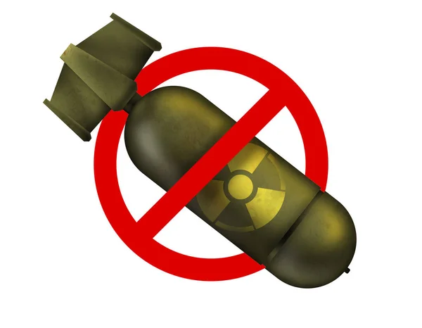 Atomkrieg Verhindern Verbotsschild Mit Atomwaffe Auf Weißem Hintergrund Abbildung — Stockfoto