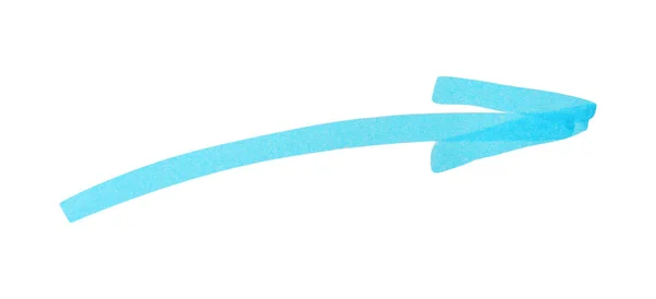 Flecha Dibujada Con Marcador Azul Claro Sobre Fondo Blanco Vista — Foto de Stock