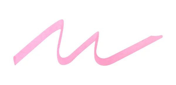 Wavy Line Drawn Pink Marker White Background Top View — Stock Photo, Image