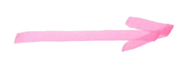 Flecha Dibujada Con Marcador Rosa Sobre Fondo Blanco Vista Superior — Foto de Stock
