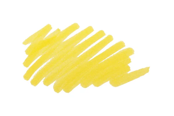 Tah Kreslený Žlutou Značkou Izolovanou Bílém Horní Pohled — Stock fotografie