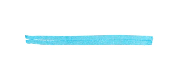 Remsa Ritad Med Ljusblå Markör Isolerad Vit Ovanifrån — Stockfoto