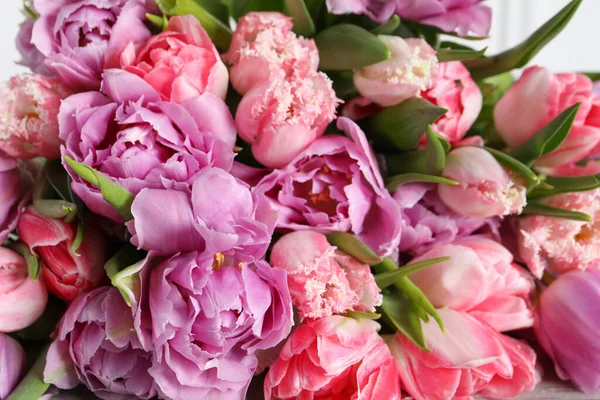 stock image Beautiful bouquet of colorful tulip flowers, closeup