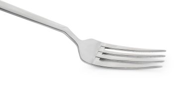 Beyaz üzerine izole edilmiş yeni bir metal çatal.