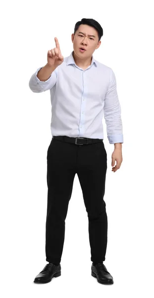Angry Businessman Formal Clothes Posing White Background — Stock Photo, Image