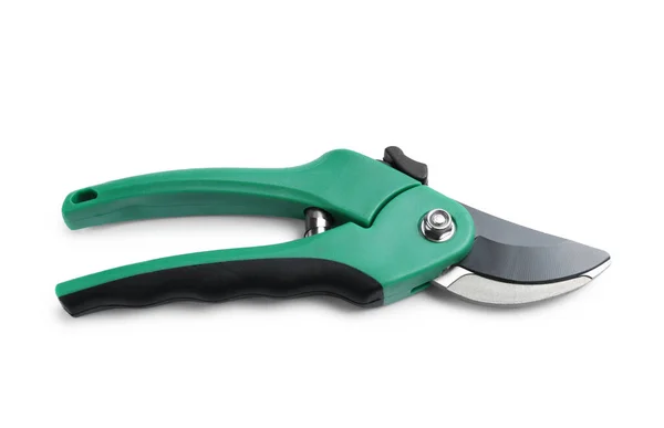 Secateurs Green Handles Isolated White Gardening Tool — Stock Photo, Image
