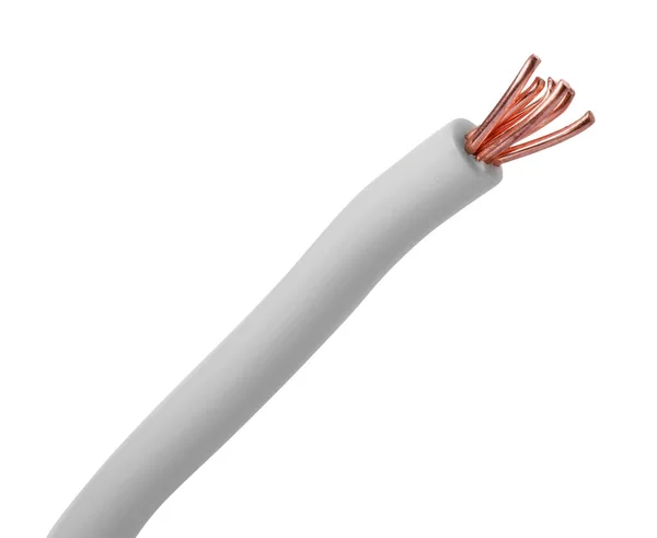 白で絶縁された新しい電気線1本 — ストック写真