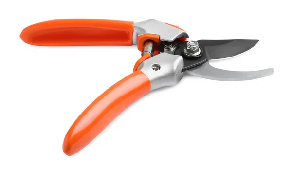 Secateurs Orange Handles Isolated White Gardening Tool — Stock Photo, Image