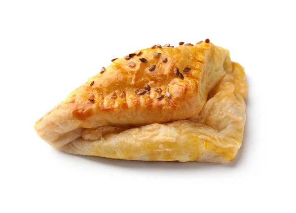 Fresh Delicious Puff Pastry Cheese White Background — Stock Photo, Image