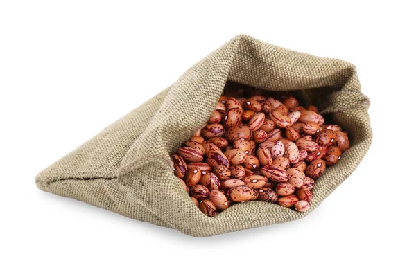 Overturned Sack Dry Kidney Beans Isolated White — Stock Photo, Image
