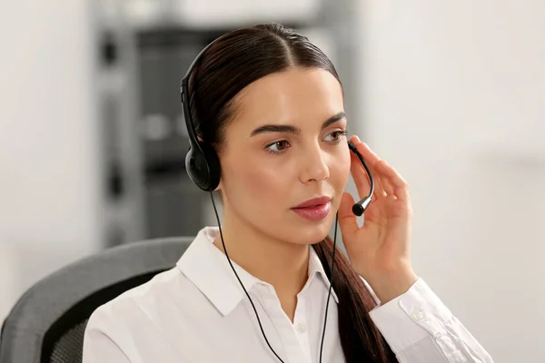 Hotline Operator Headset Working Office — Stock Photo, Image