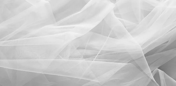 Krásná Bílá Tylová Tkanina Jako Pozadí Banner Design — Stock fotografie
