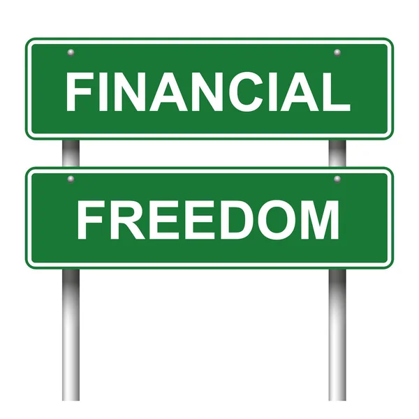 言葉と緑の道路標識 Financial Freedom White Background — ストック写真