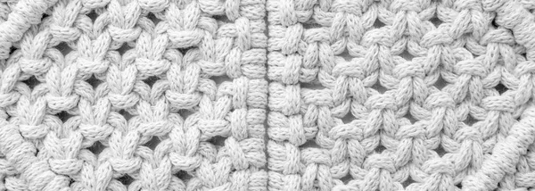 White Knitted Fabric Pattern Top View Banner Design — Stock Photo, Image