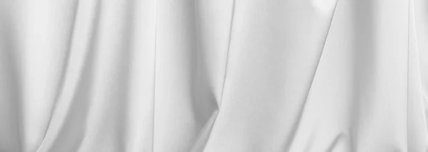 stock image White silk fabric as background, closeup view. Banner design