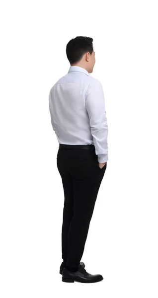 Businessman Formal Clothes Posing White Background — Stock Photo, Image