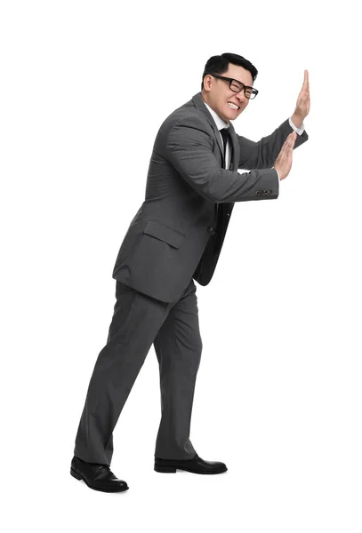 Geschäftsmann Anzug Posiert Auf Weißem Hintergrund — Stockfoto