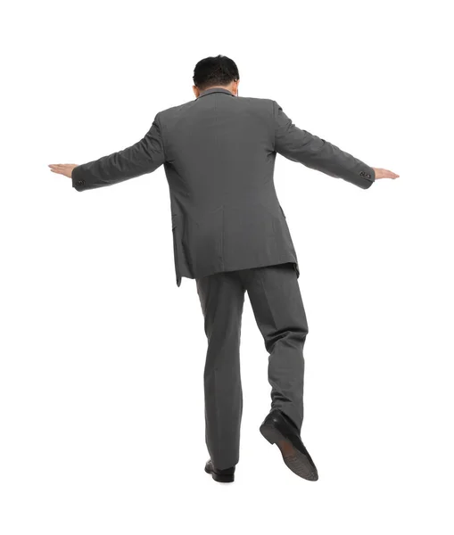 Businessman Suit Posing White Background Back View — Stock Photo, Image