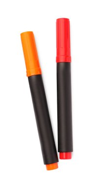 Beyaz, üst görünümde izole edilmiş parlak renk işaretleri. Okul sayfası