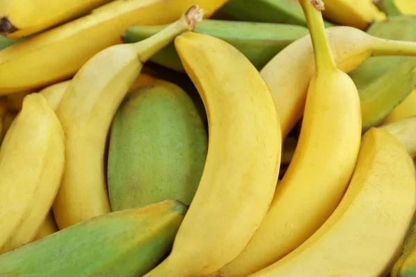 Diferentes Tipos Bananas Como Fundo Close — Fotografia de Stock