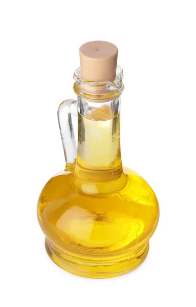 Glass Jug Cooking Oil Isolated White — 스톡 사진