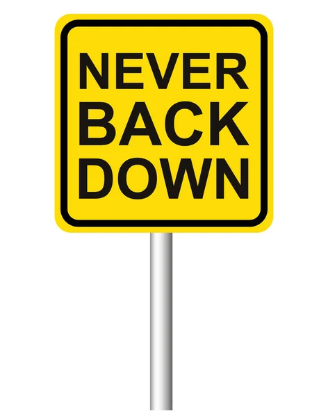 Żółty Znak Drogowy Frazą Never Back Białym Tle — Zdjęcie stockowe